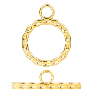 Polished 18k gold plated stainless steel OT toggle clasp for DIY jewelry making