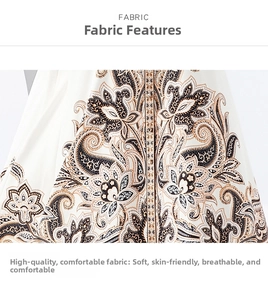 Detail of soft breathable fabric featuring elegant paisley and floral patterns