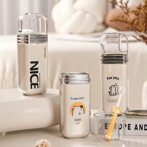 Portable Travel Toothbrush Case Mouthwash Cup Plastic Cartoon Cat Dog Large Capacity Sealing Storage Organizer Holder