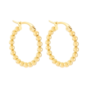 Eleganti orecchini a cerchio con perline in oro 18 carati e design geometrico in acciaio