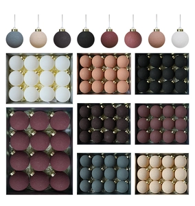 Detailed view of 8cm textured Christmas ornaments in various Morandi colors with matte finish