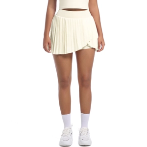Close-up of the delicate pleats on this quick-dry tennis skirt in soft cream yellow color
