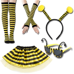 5-piece bee costume set with striped wings headband sunglasses and socks for kids