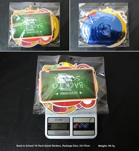 Detail of 16pcs Back to School hanging swirls package with weight measurement