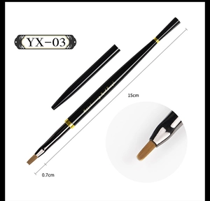 Detail of a 0.7cm fine nail art liner brush with a black handle and gold metallic accents