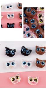 Detail view of 18mm cute acrylic cat head beads for DIY jewelry and keychain crafts