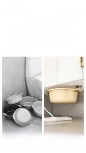 Space-saving bathroom washbasin rack with adhesive wall mount for organized storage