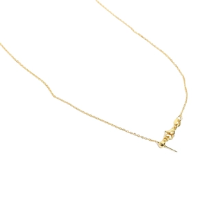 Adjustable golden O-chain necklace with needle slide and lobster clasp on white background