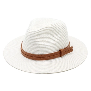 Chapeau de Paille Fedora à Large Bord pour Femmes Hommes Respirant Protection UV Plage Chapeau de Soleil Jazz Style Panama