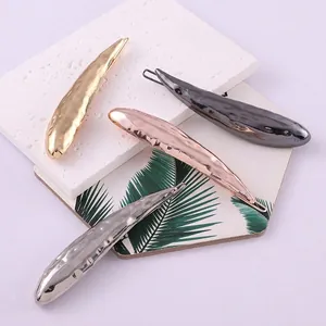 Hammered Metal Hair Clip Geometric Alloy Barrette Molten Texture Water Drop Shape Minimalist Hairpin For Women