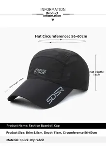 Detailansicht der Sonnenkappe mit 8,5 cm Krempe und verstellbarem 56-60 cm Umfang