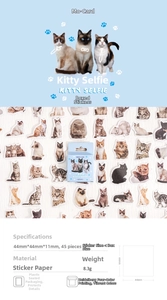 Detail view of cat themed stickers set including 45 pieces for DIY scrapbooking decor