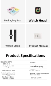 Detail view of Y68 smart watch components including straps, charger and manual