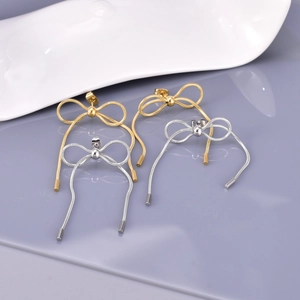 Titanium Steel Bow Knot Tassel Drop Earrings Gold Silver Plated Snake Chain Long Fringe Stud Earrings Minimalist Women Jewelry