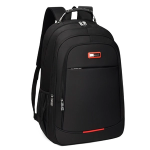 Large capacity black business laptop backpack with ergonomic straps and metal handle