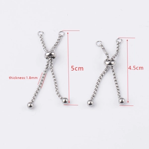 Adjustable stainless steel slide rings with 1.8mm chain in 4.5cm and 5cm lengths