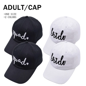 Black and white baseball caps with Bride and Squad embroidery for wedding parties