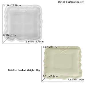 Pillow-shaped silicone mold with bow relief design in two sizes for resin coasters