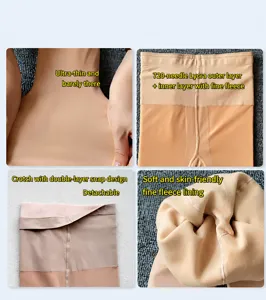 Détails de collants thermiques doublés polaire avec Lycra 720 aiguilles et bouton de pied