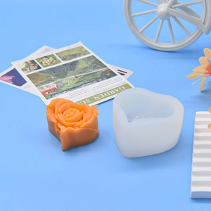 Silicone heart rose candle mold for DIY handmade soap and plaster craft making