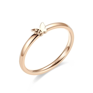 Elegant rose gold butterfly ring in stainless steel with minimalist hollowed wing design
