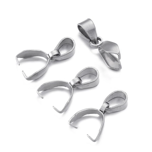 Polished stainless steel pinch bail connectors for DIY necklace jewelry making