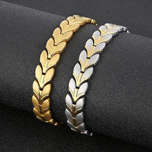 Bracelet d'homme 12mm en acier titane avec motif épi de blé doré et argenté