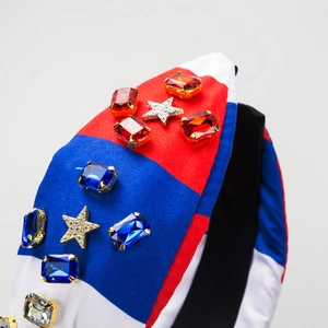 Serre-tête drapeau USA avec strass rouges blancs bleus et étoiles pour les fêtes