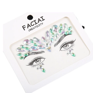 Iridescent holographic face gemstone stickers with rhinestones for makeup and costume