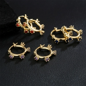 Small Geometric Hoop Earrings 18K Gold Plated Copper With AAA Zirconia Luxury Minimalist Jewelry For Women
