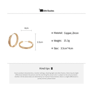 Detailed size specifications for 18k gold plated geometric circular chain hoop earrings