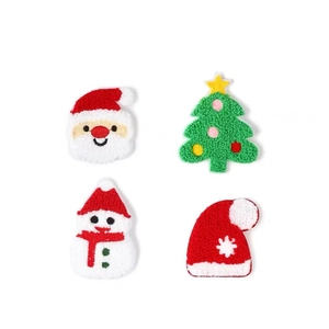 Christmas towel embroidery patch set with Santa Claus snowman and Xmas tree designs