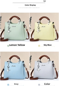 Showcase of textured leather tote bags in matcha green, lemon yellow, sky blue and grey