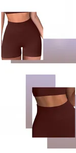Detailed macro view of high-waisted ribbed seamless yoga shorts for women in maroon