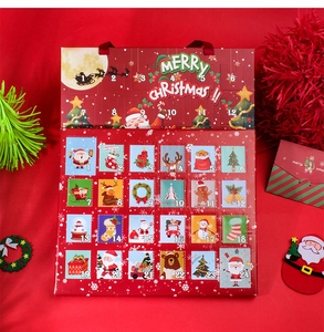 Christmas 24-day advent calendar gift box with numbered windows and festive holiday designs