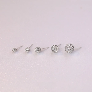 Elegant S925 sterling silver ball stud earrings set with pave cubic zirconia stones