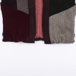 Chic burgundy velvet and tweed patchwork quilted vest for women in autumn winter season