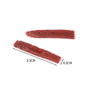Miniature PVC beef jerky model for dollhouse DIY, featuring realistic meat fiber texture