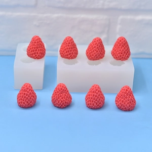 DIY strawberry silicone mold for candles and soaps with realistic fruit texture