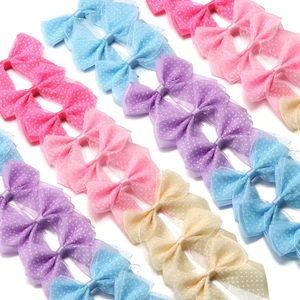Multi-color polka dot chiffon ribbon bows set for hair accessories and gift boxes