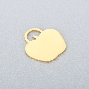 Polished golden apple pendant made of stainless steel for DIY jewelry making