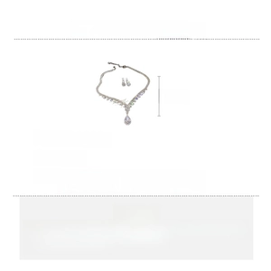 Detailed size specifications for the silver teardrop zircon necklace and earrings set