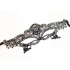 Elegant black lace masquerade mask with floral patterns for Halloween costume parties