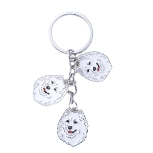 Cute cartoon Samoyed dog charm keychain made of zinc alloy for backpack decoration
