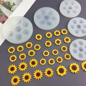 Sunflower silicone mold set for fondant cakes and DIY resin candles with multi-size cavities