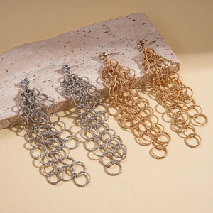 Boucles d'oreilles chic à pampilles géométriques avec clous en zircon or et argent