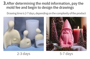 Custom silicone mold showing Santa and gnome candle design process and detailed final finish