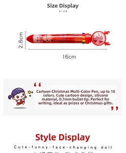 Detail showing Christmas 10-color shuttle pen with Santa reindeer and 0.7mm tip