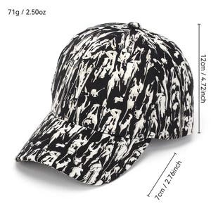 Casquette de baseball motif tigre noir et blanc avec visière 7cm et hauteur 12cm