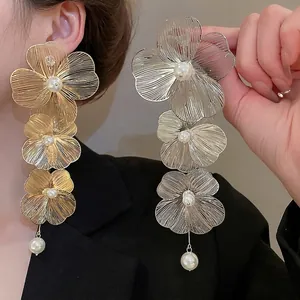 Orecchini Pendenti A Fiori Con Künstliche Perle Sintetiche E Perno In Argento Gioielli Vintage Esagerati Da Donna